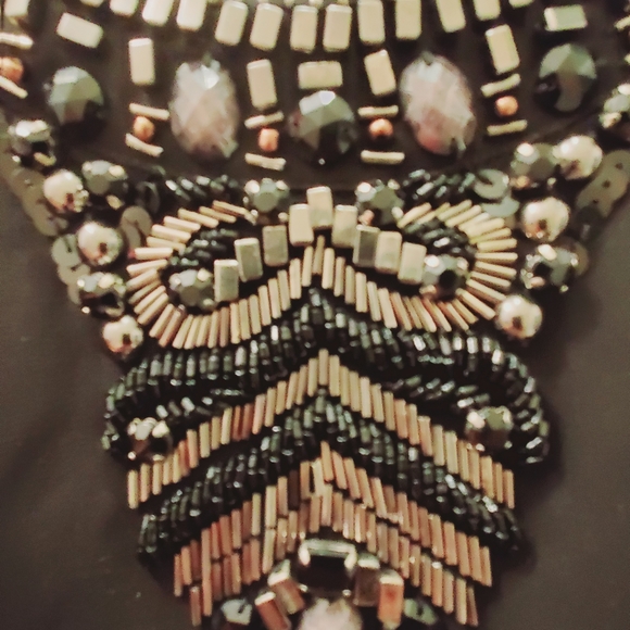 bebe very short dress with open shoulder sleeves XS with jewels and beads detail - Picture 3 of 6